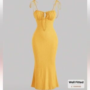 SHEIN Strapless Yellow Dress
